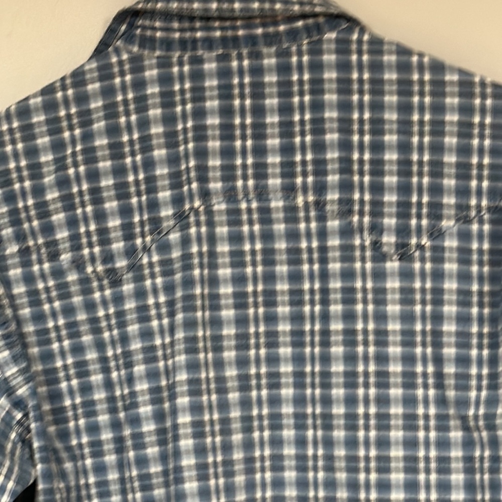 GAP Blue Plaid Men’s Western Shirt, snaps, SML, great condition - Picture 7 of 7